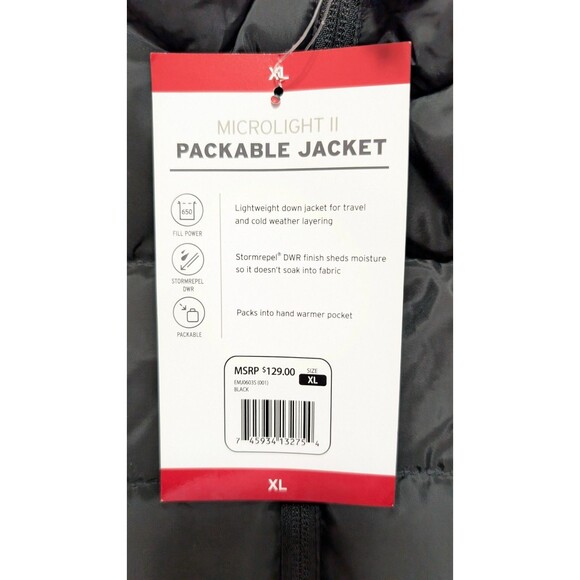 NWT Mens Eddie Bauer Microlight II Black 650 Fill Packable Jacket Size XL - Picture 4 of 7